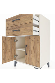 Hyperion Komodin Tek Raflı 2 Çekmeceli 2 Kapaklı 60x44x96 Aytaşı-Çam