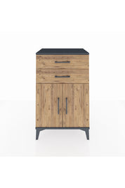 Hyperion Komodin Tek Raflı 2 Çekmeceli 2 Kapaklı 60x44x96 Antrasit-Çam