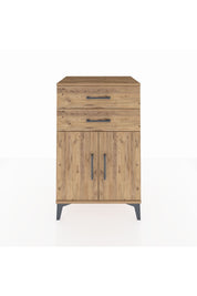 Hyperion Komodin Tek Raflı 2 Çekmeceli 2 Kapaklı 60x44x96 Çam-Çam