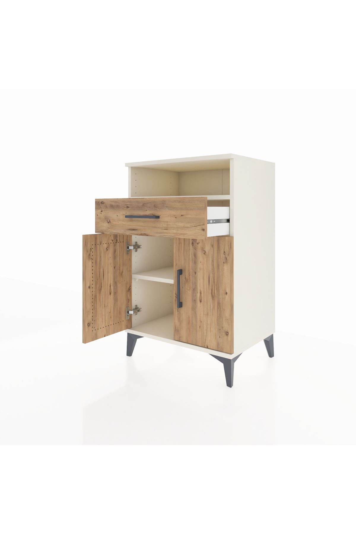 Hyperion Komodin 2 Raflı Tek Çekmeceli 2 Kapaklı 60x44x96 Aytaşı-Çam