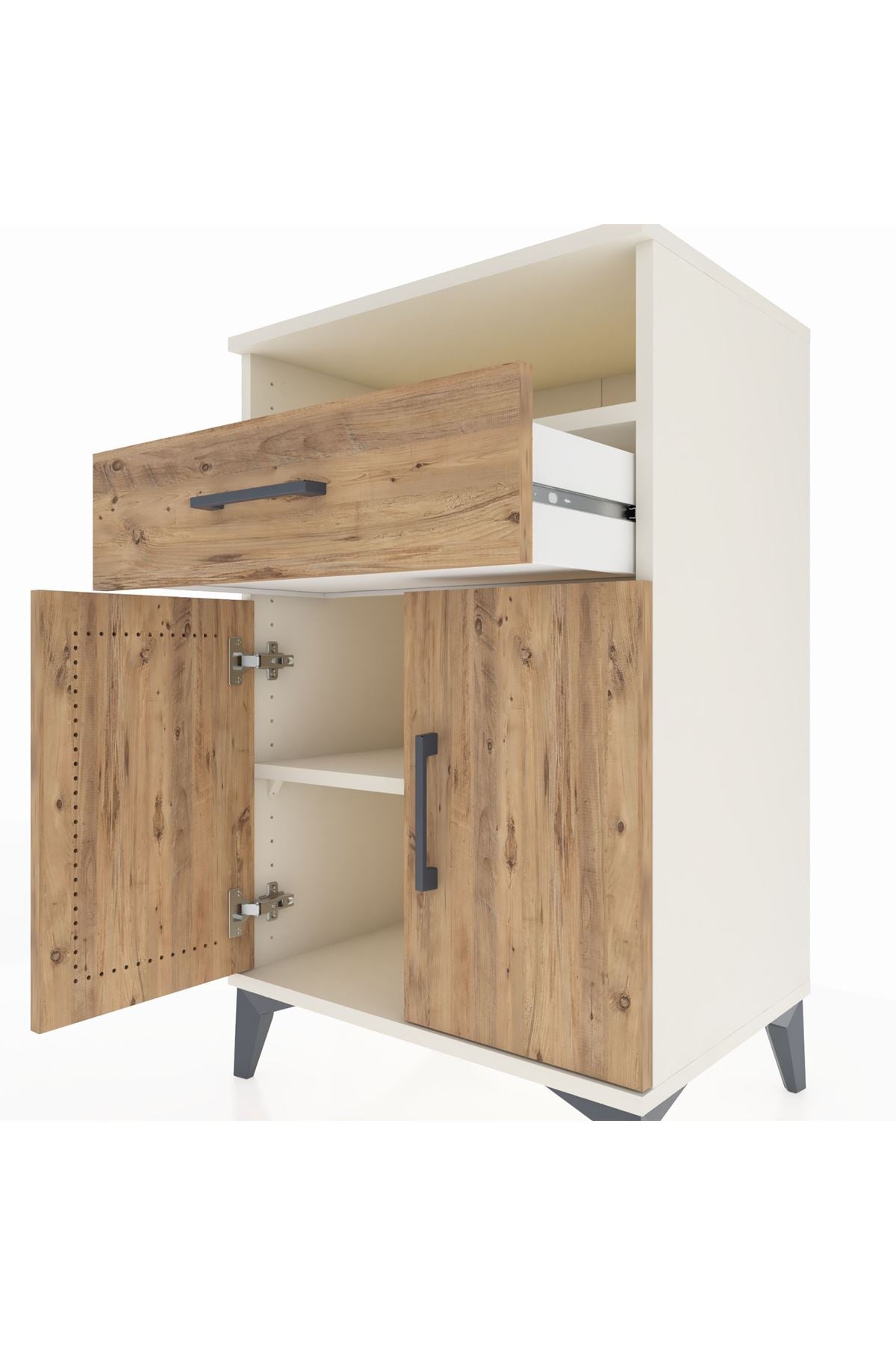 Hyperion Komodin 2 Raflı Tek Çekmeceli 2 Kapaklı 60x44x96 Aytaşı-Çam