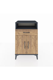 Hyperion Komodin 2 Raflı Tek Çekmeceli 2 Kapaklı 60x44x96 Antrasit-Çam