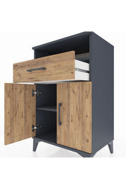 Hyperion Komodin 2 Raflı Tek Çekmeceli 2 Kapaklı 60x44x96 Antrasit-Çam
