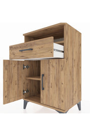 Hyperion Komodin 2 Raflı Tek Çekmeceli 2 Kapaklı 60x44x96 Çam-Çam