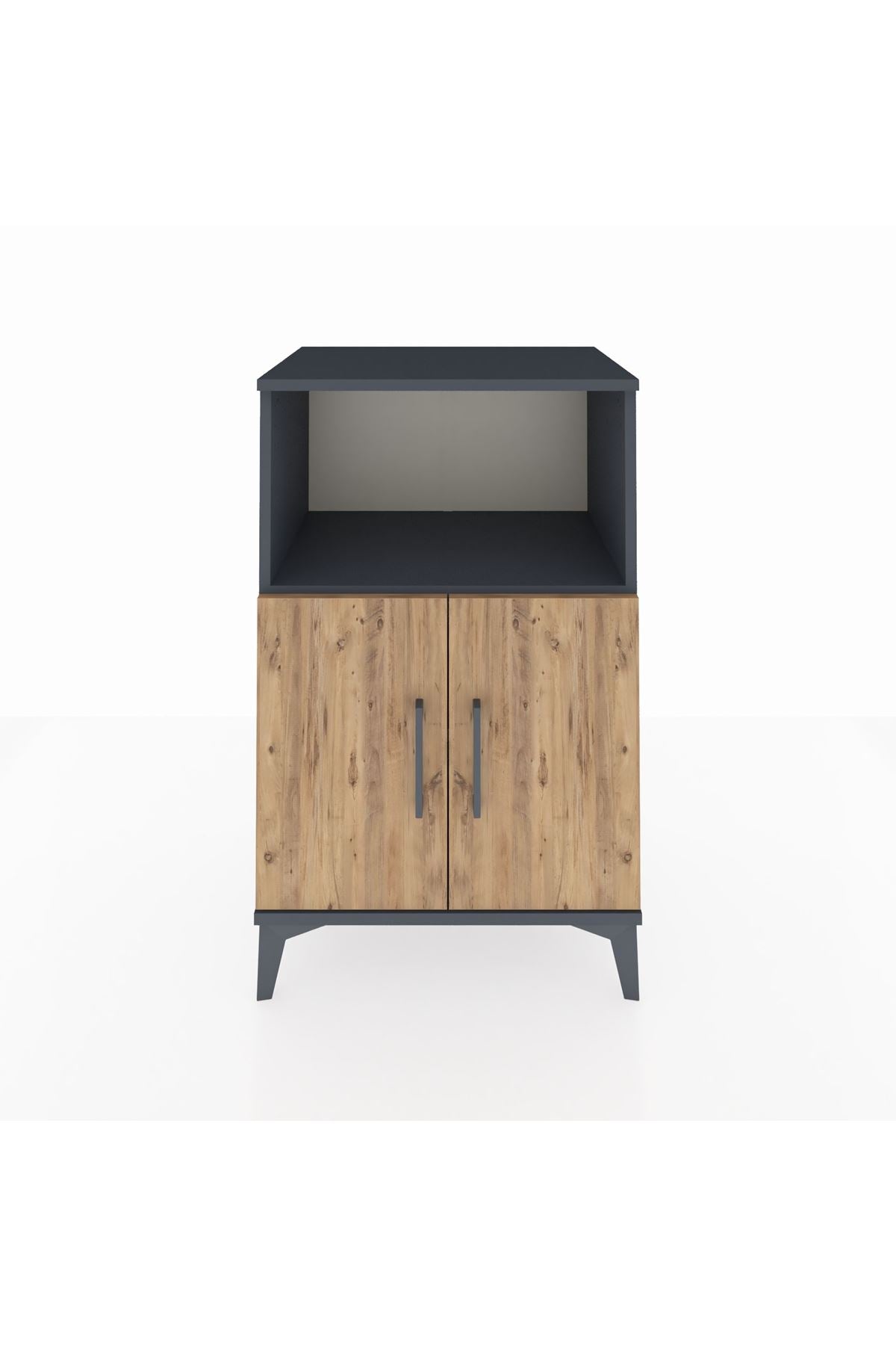 Hyperion Komodin 2 Raflı 2 Kapaklı 60x44x96 Antrasit-Çam