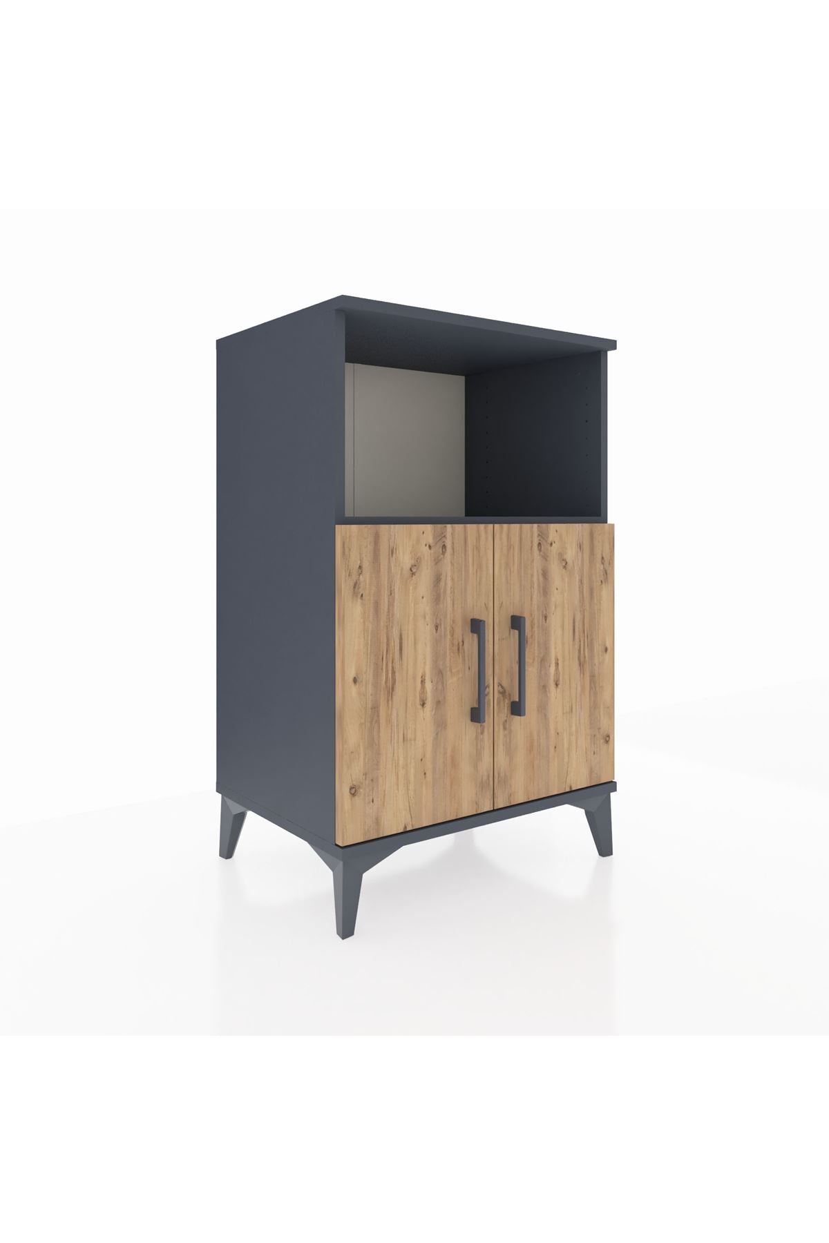 Hyperion Komodin 2 Raflı 2 Kapaklı 60x44x96 Antrasit-Çam