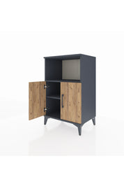 Hyperion Komodin 2 Raflı 2 Kapaklı 60x44x96 Antrasit-Çam