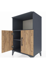 Hyperion Komodin 2 Raflı 2 Kapaklı 60x44x96 Antrasit-Çam