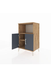 Hyperion Komodin 2 Raflı 2 Kapaklı 60x44x96 Çam-Antrasit