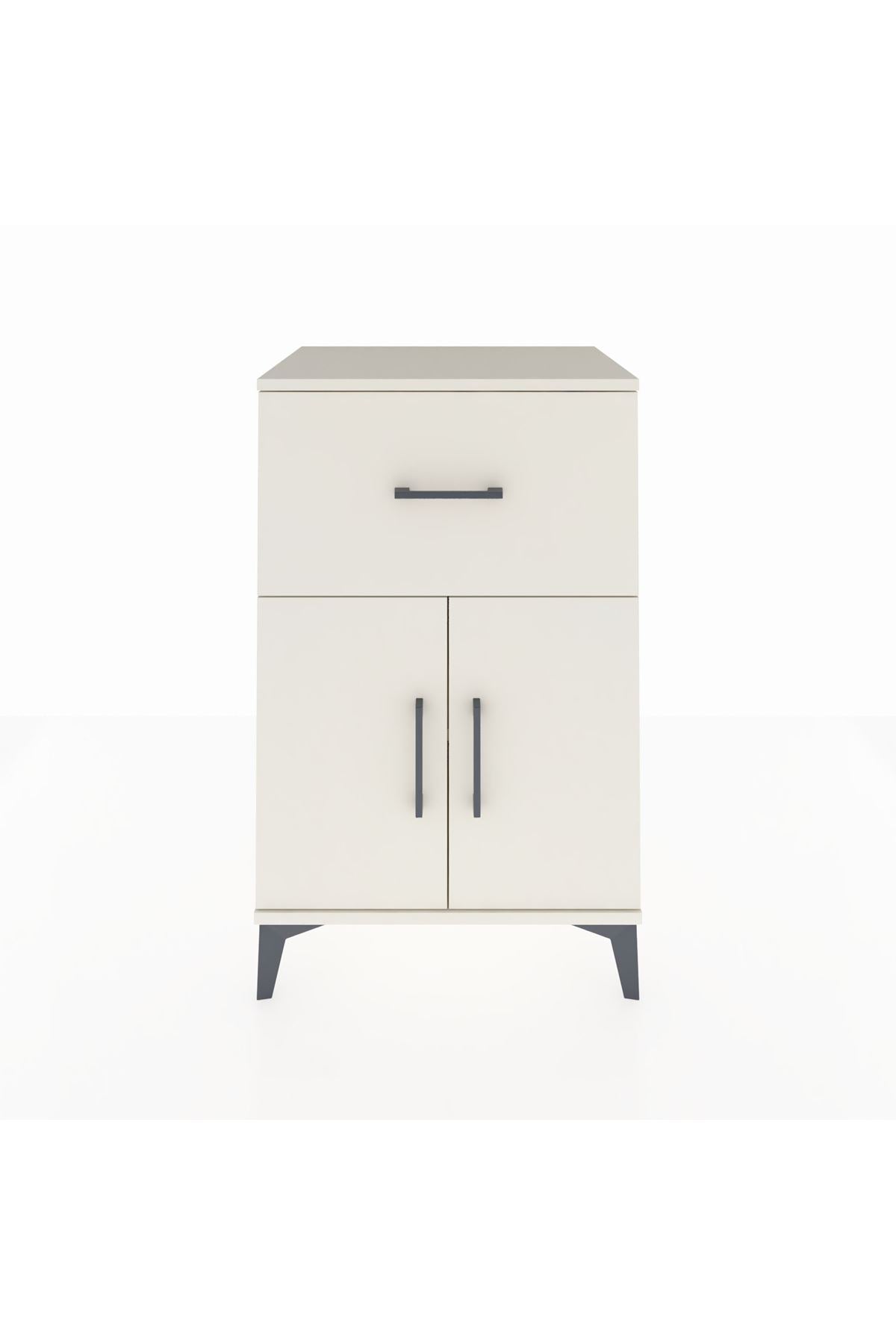 Hyperion Komodin Tek Raflı Tek Çekmeceli 2 Kapaklı 60x44x96 Aytaşı-Aytaşı