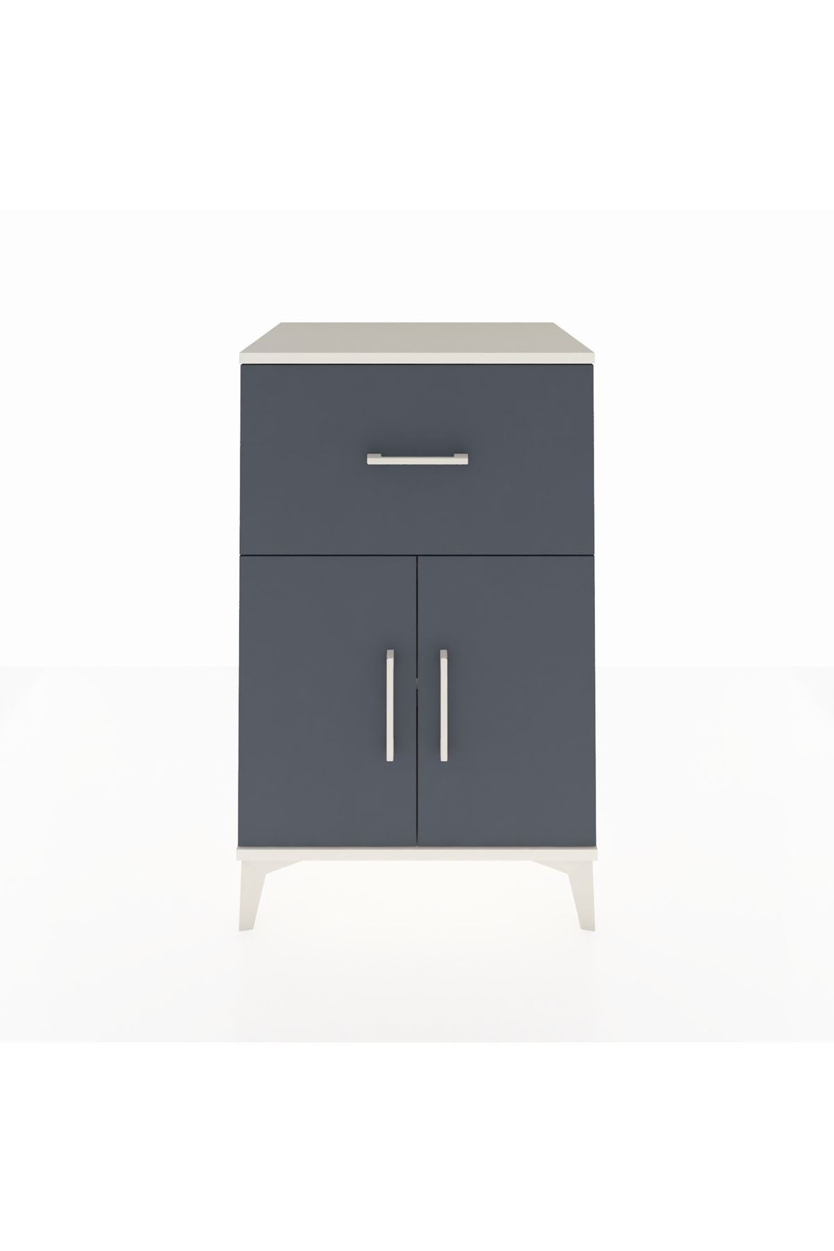 Hyperion Komodin Tek Raflı Tek Çekmeceli 2 Kapaklı 60x44x96 Aytaşı-Antrasit