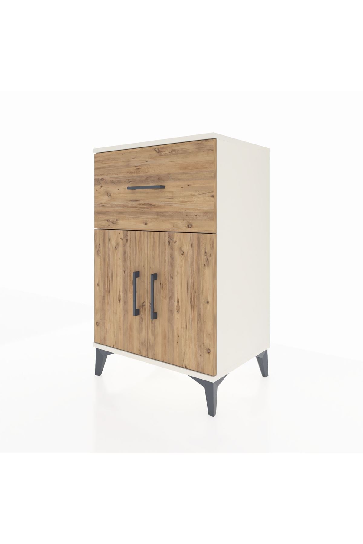 Hyperion Komodin Tek Raflı Tek Çekmeceli 2 Kapaklı 60x44x96 Aytaşı-Çam