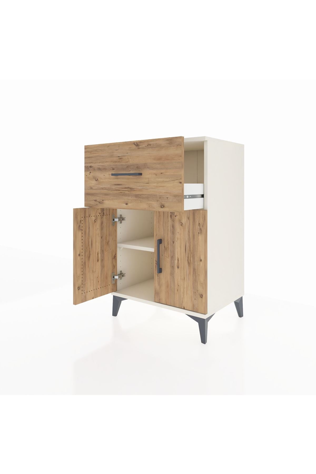 Hyperion Komodin Tek Raflı Tek Çekmeceli 2 Kapaklı 60x44x96 Aytaşı-Çam