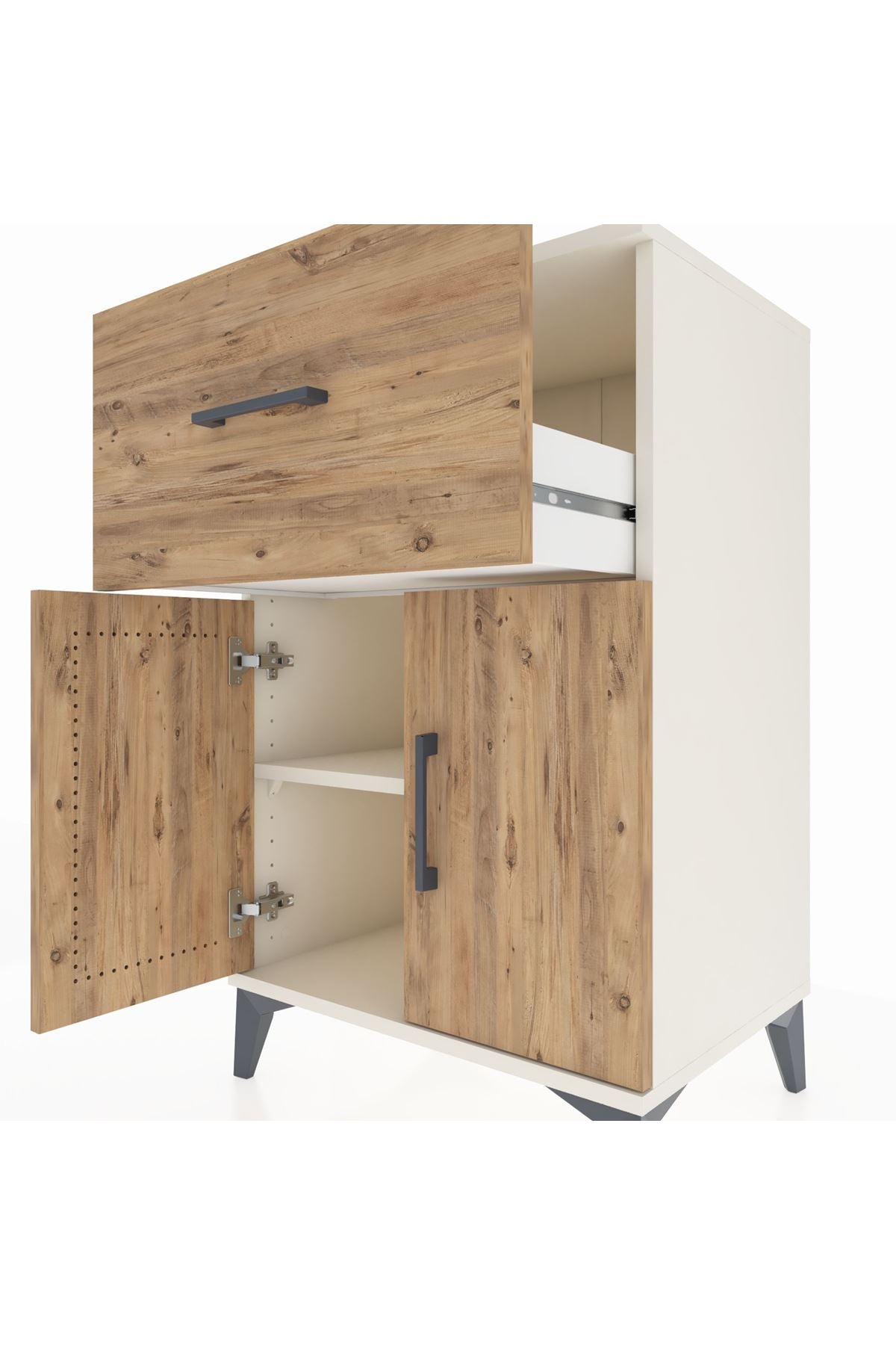 Hyperion Komodin Tek Raflı Tek Çekmeceli 2 Kapaklı 60x44x96 Aytaşı-Çam