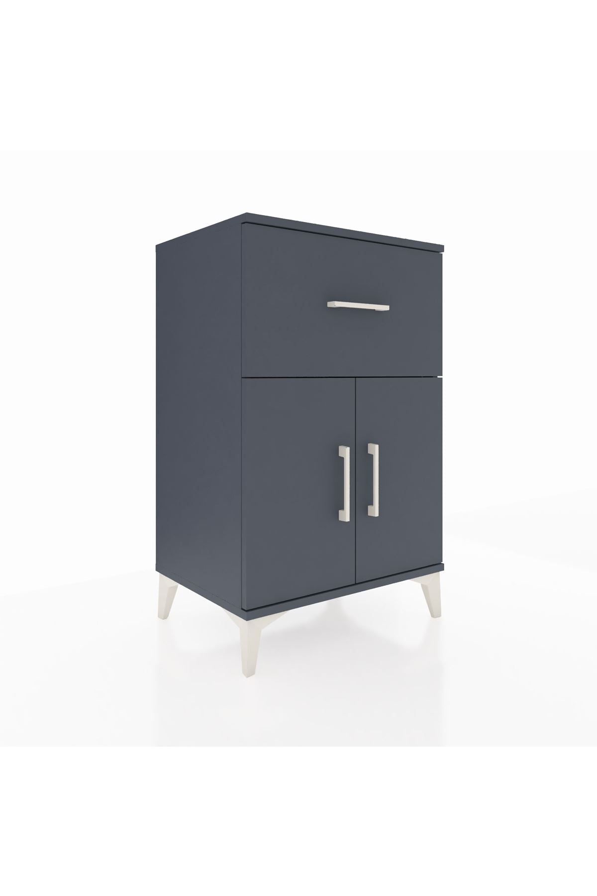 Hyperion Komodin Tek Raflı Tek Çekmeceli 2 Kapaklı 60x44x96 Antrasit-Antrasit