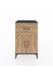 Hyperion Komodin Tek Raflı Tek Çekmeceli 2 Kapaklı 60x44x96 Antrasit-Çam