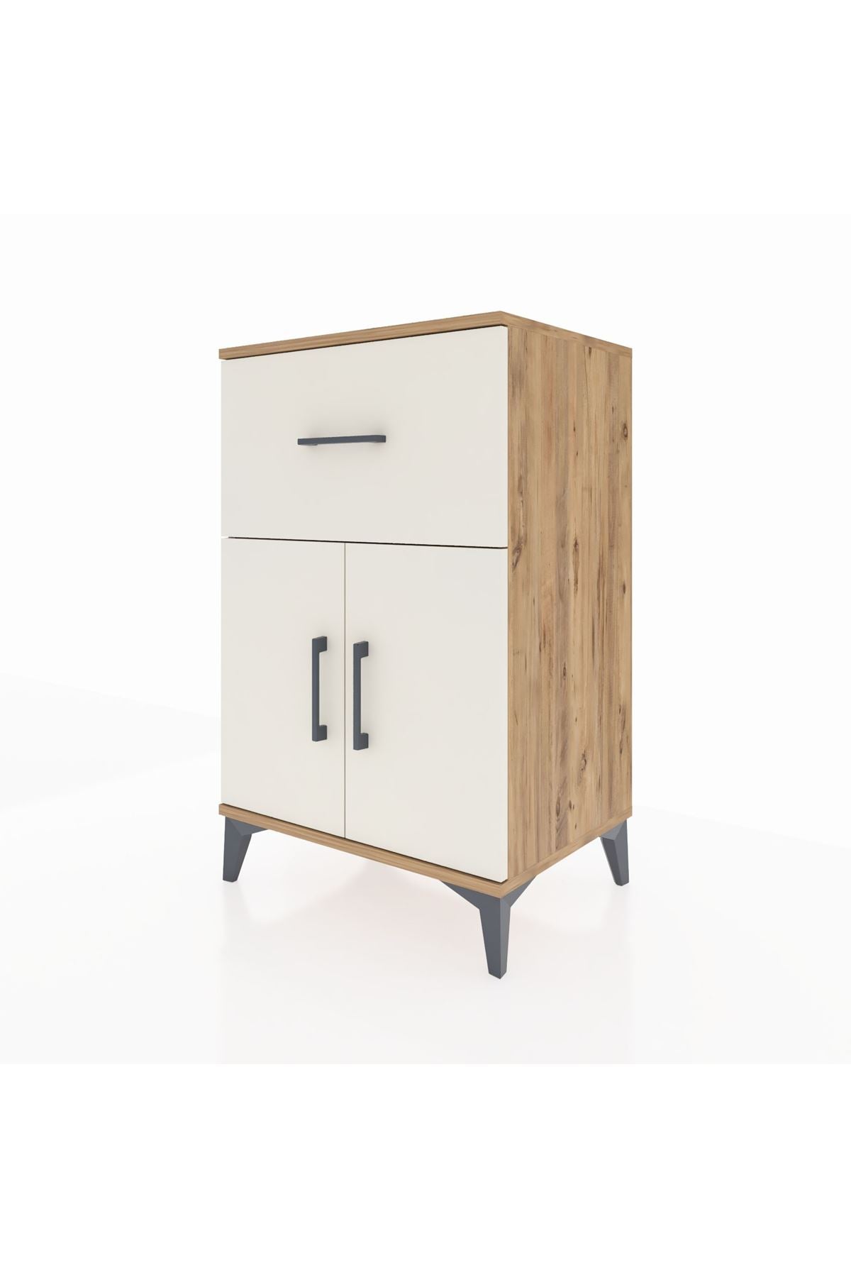 Hyperion Komodin Tek Raflı Tek Çekmeceli 2 Kapaklı 60x44x96 Çam-Aytaşı