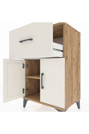 Hyperion Komodin Tek Raflı Tek Çekmeceli 2 Kapaklı 60x44x96 Çam-Aytaşı