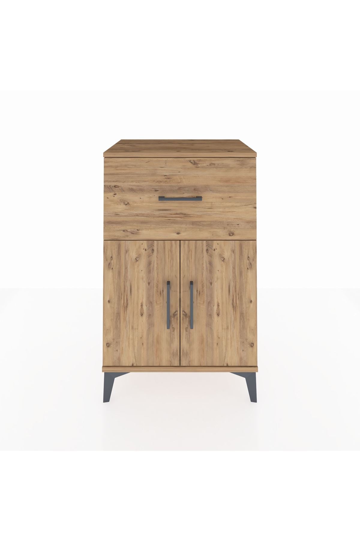 Hyperion Komodin Tek Raflı Tek Çekmeceli 2 Kapaklı 60x44x96 Çam-Çam