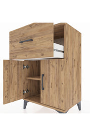 Hyperion Komodin Tek Raflı Tek Çekmeceli 2 Kapaklı 60x44x96 Çam-Çam