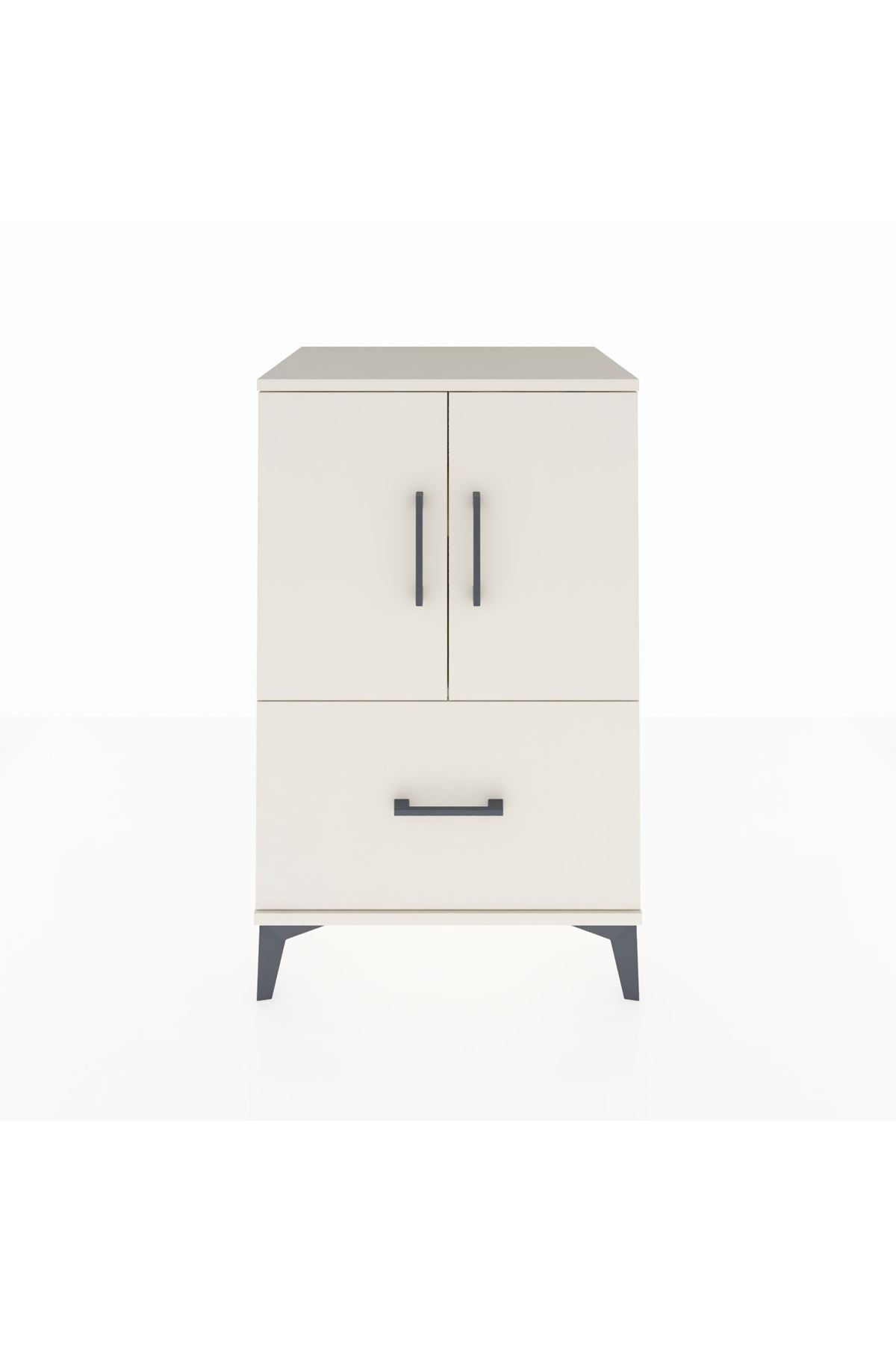 Hyperion Komodin 2 Raflı Tek Çekmeceli 2 Kapaklı 60x44x96 Aytaşı-Aytaşı