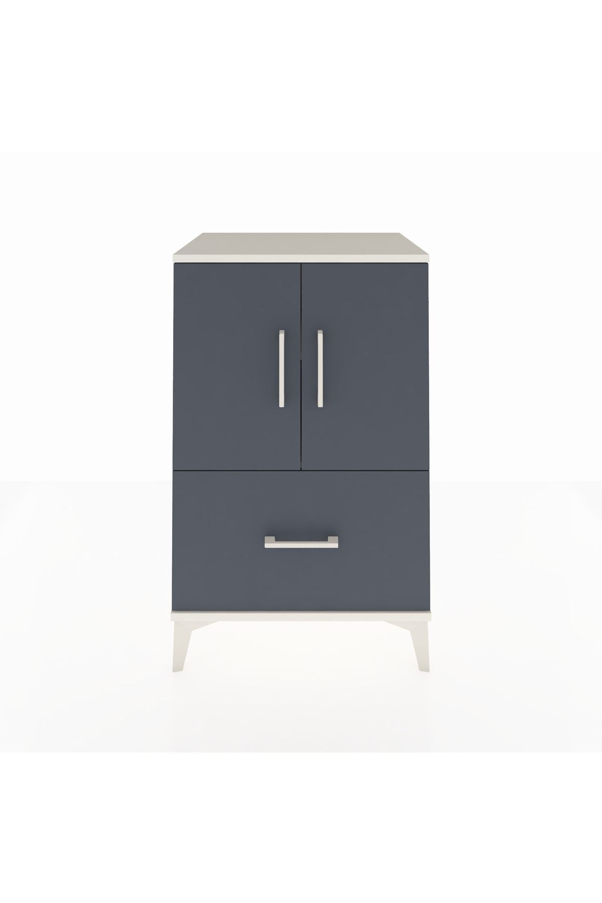 Hyperion Komodin 2 Raflı Tek Çekmeceli 2 Kapaklı 60x44x96 Aytaşı-Antrasit