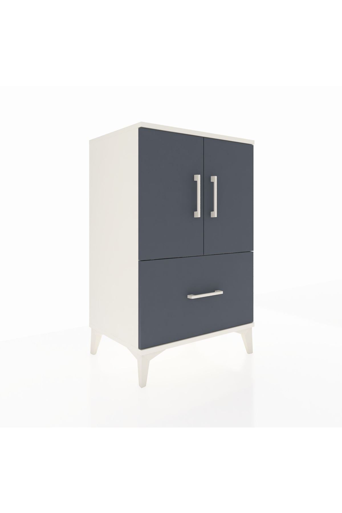 Hyperion Komodin 2 Raflı Tek Çekmeceli 2 Kapaklı 60x44x96 Aytaşı-Antrasit