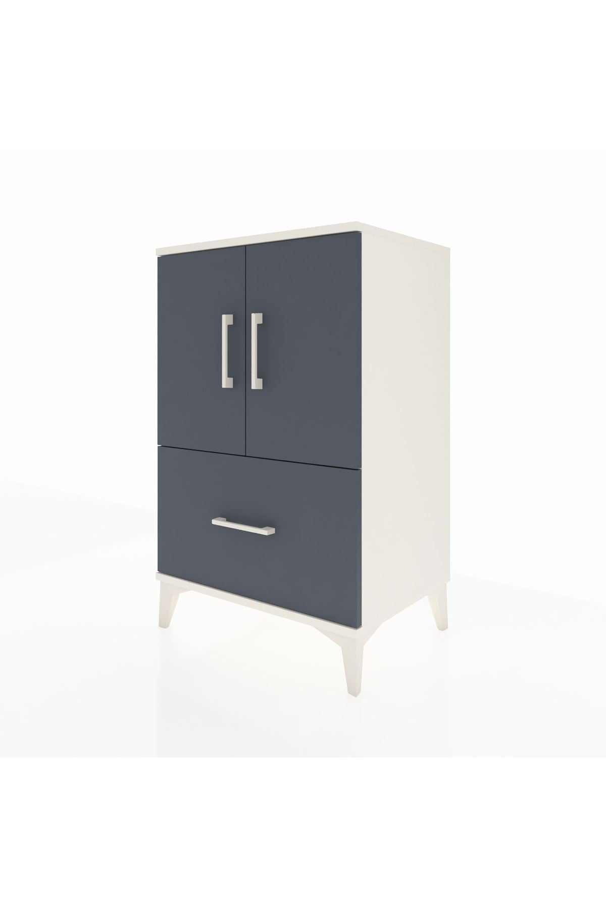 Hyperion Komodin 2 Raflı Tek Çekmeceli 2 Kapaklı 60x44x96 Aytaşı-Antrasit