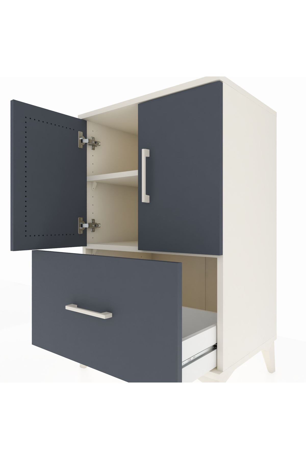 Hyperion Komodin 2 Raflı Tek Çekmeceli 2 Kapaklı 60x44x96 Aytaşı-Antrasit