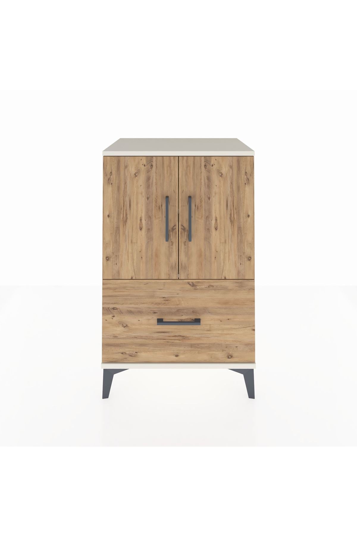 Hyperion Komodin 2 Raflı Tek Çekmeceli 2 Kapaklı 60x44x96 Aytaşı-Çam