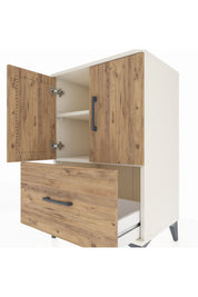 Hyperion Komodin 2 Raflı Tek Çekmeceli 2 Kapaklı 60x44x96 Aytaşı-Çam