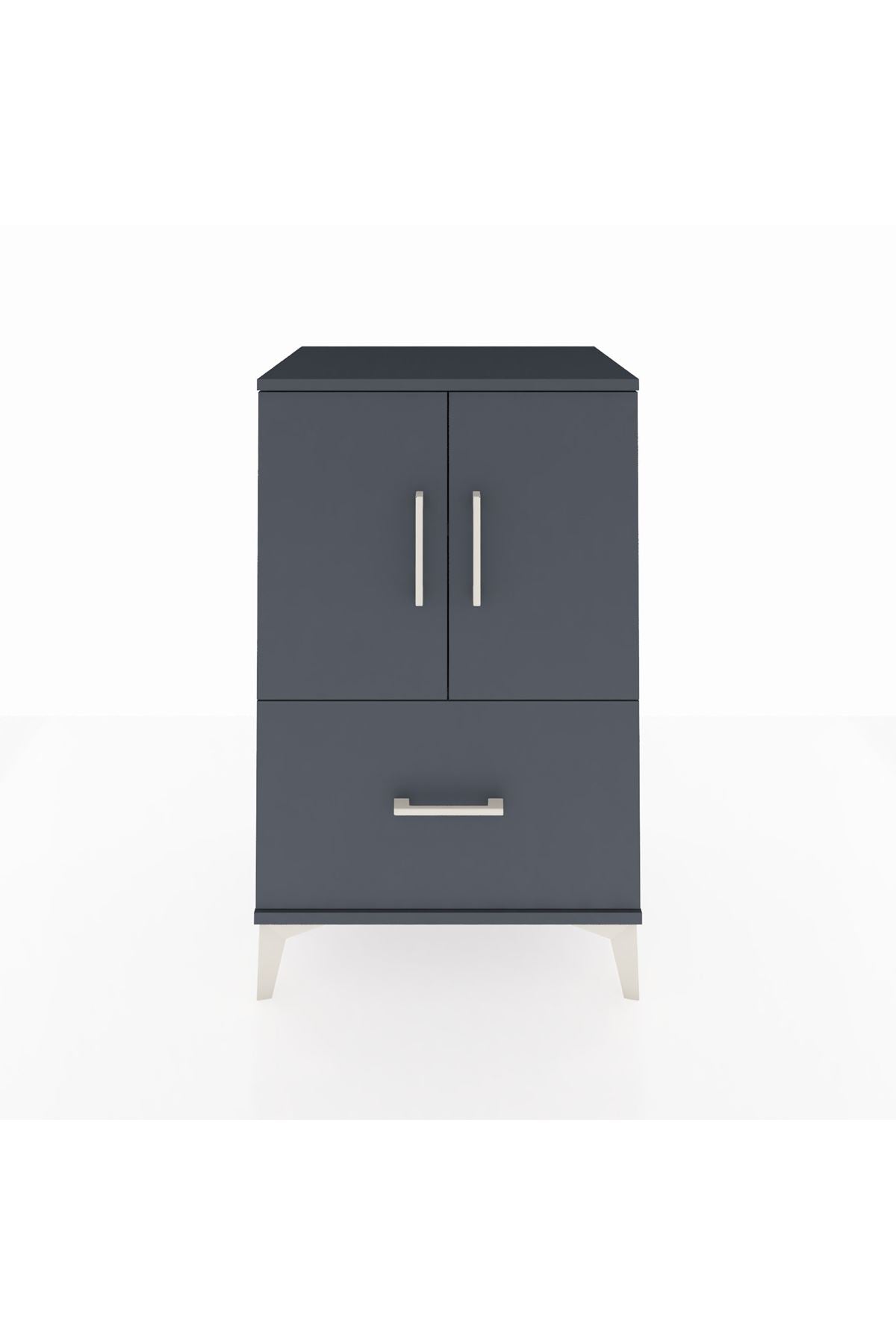 Hyperion Komodin 2 Raflı Tek Çekmeceli 2 Kapaklı 60x44x96 Antrasit-Antrasit