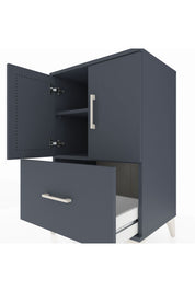 Hyperion Komodin 2 Raflı Tek Çekmeceli 2 Kapaklı 60x44x96 Antrasit-Antrasit