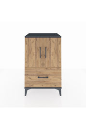 Hyperion Komodin 2 Raflı Tek Çekmeceli 2 Kapaklı 60x44x96 Antrasit-Çam