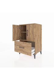 Hyperion Komodin 2 Raflı Tek Çekmeceli 2 Kapaklı 60x44x96 Çam-Çam