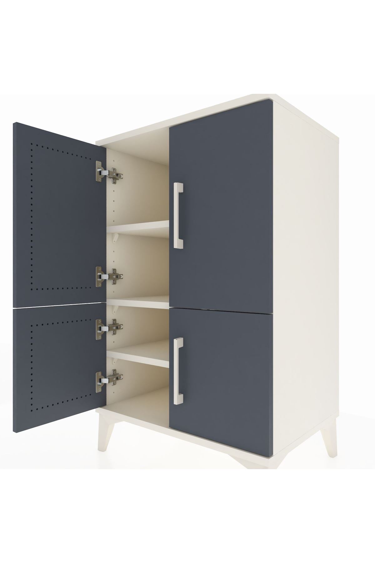 Hyperion Komodin 3 Raflı 4 Kapaklı 60x44x96 Aytaşı-Antrasit