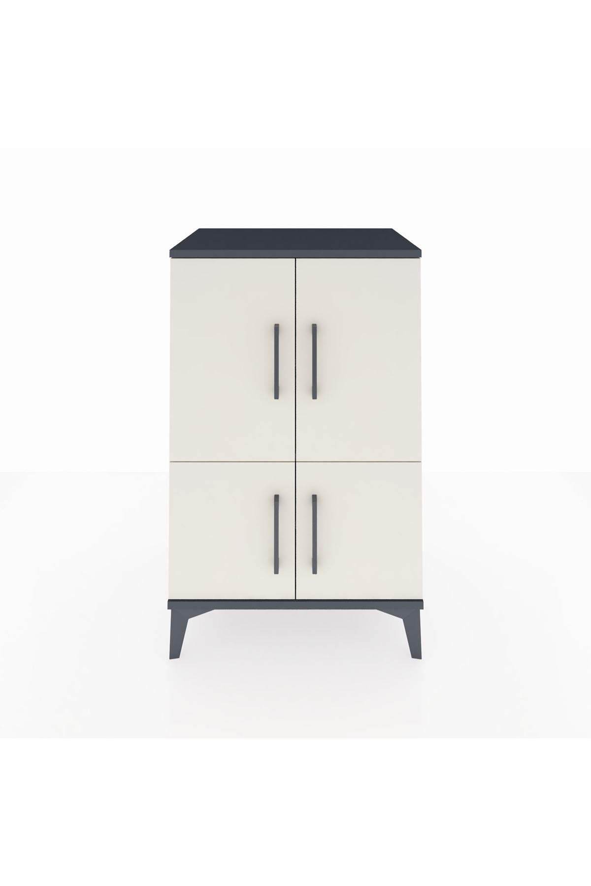 Hyperion Komodin 3 Raflı 4 Kapaklı 60x44x96 Antrasit-Aytaşı