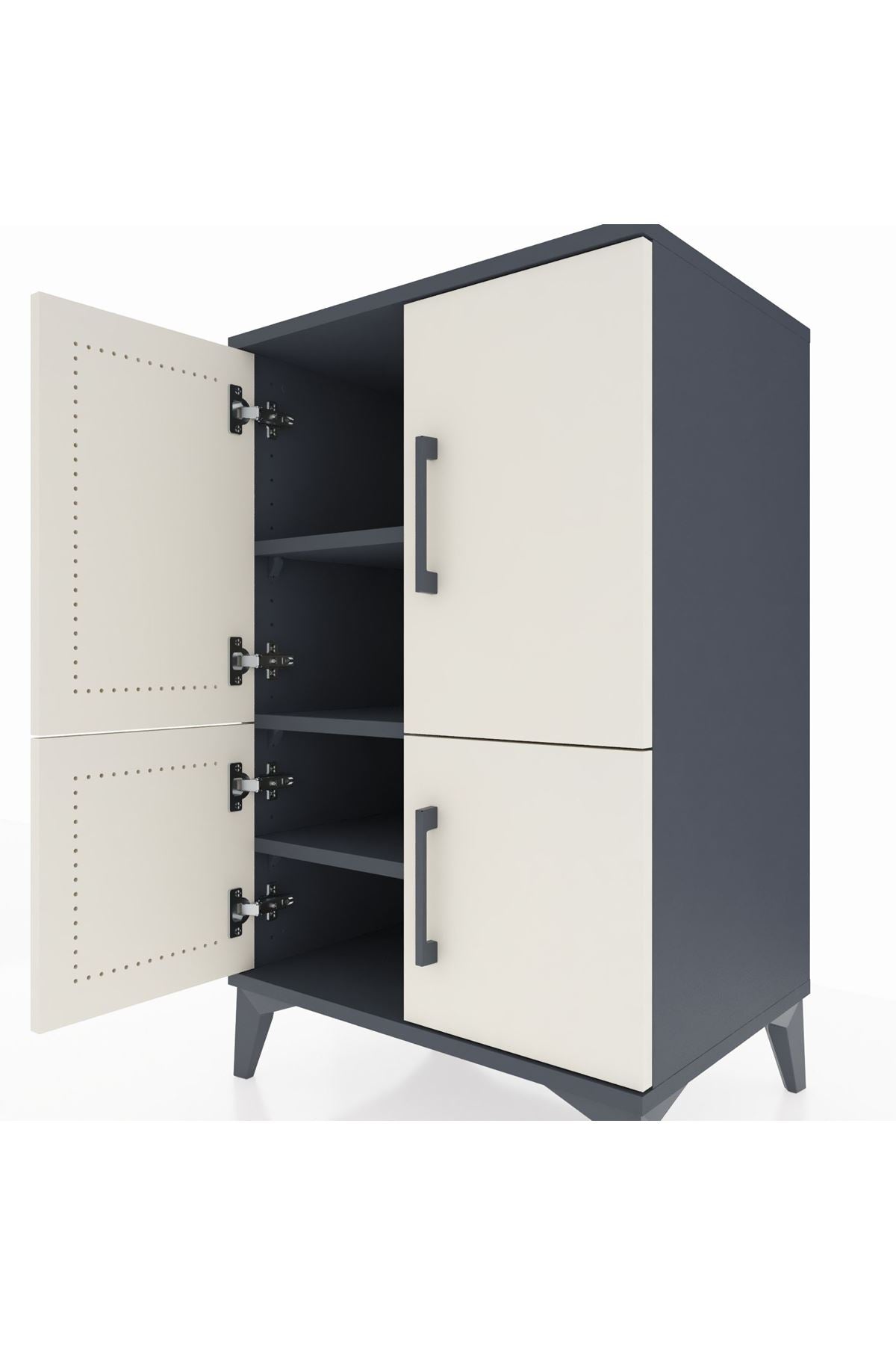 Hyperion Komodin 3 Raflı 4 Kapaklı 60x44x96 Antrasit-Aytaşı