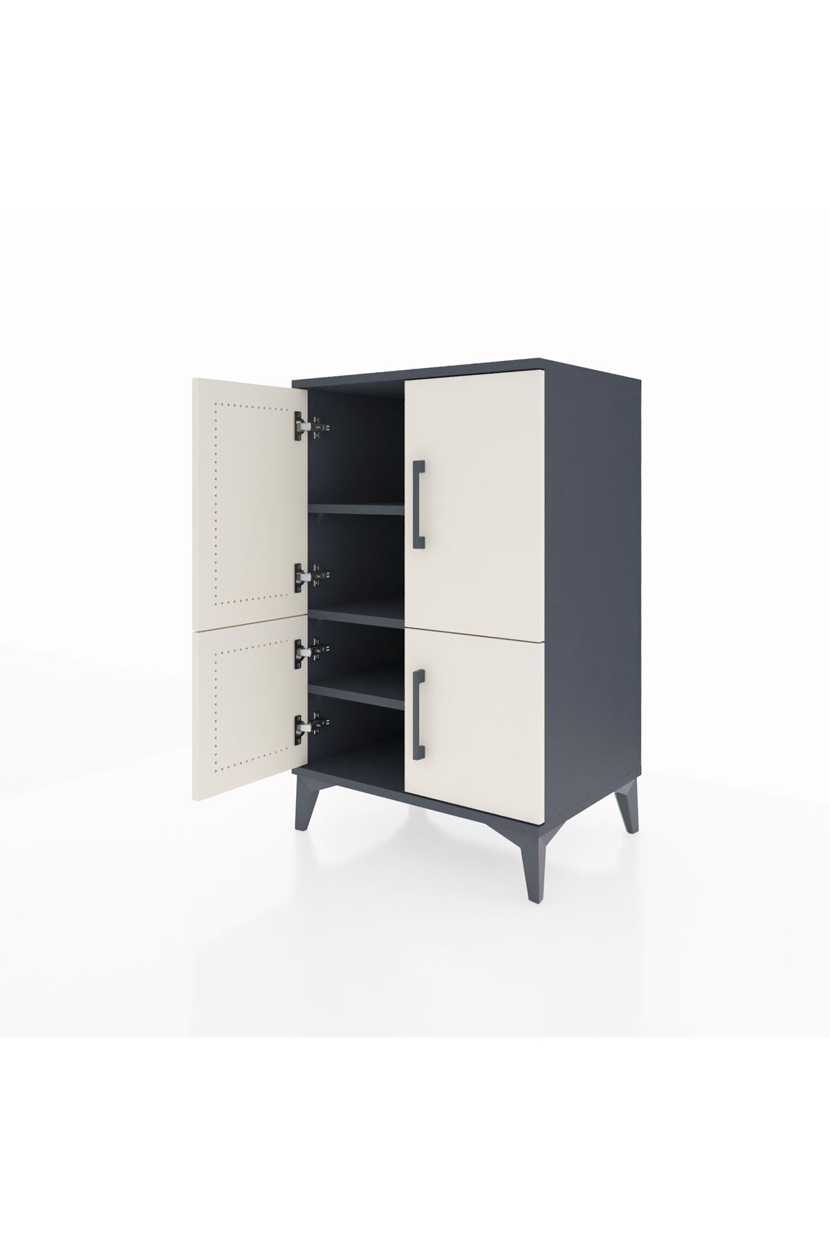 Hyperion Komodin 3 Raflı 4 Kapaklı 60x44x96 Antrasit-Aytaşı