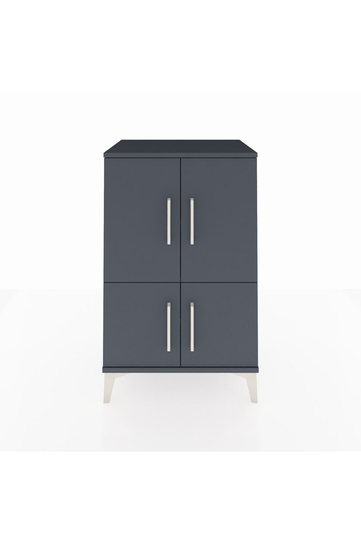 Hyperion Komodin 3 Raflı 4 Kapaklı 60x44x96 Antrasit-Antrasit