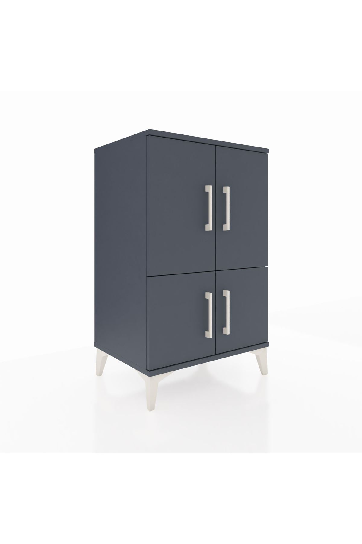 Hyperion Komodin 3 Raflı 4 Kapaklı 60x44x96 Antrasit-Antrasit