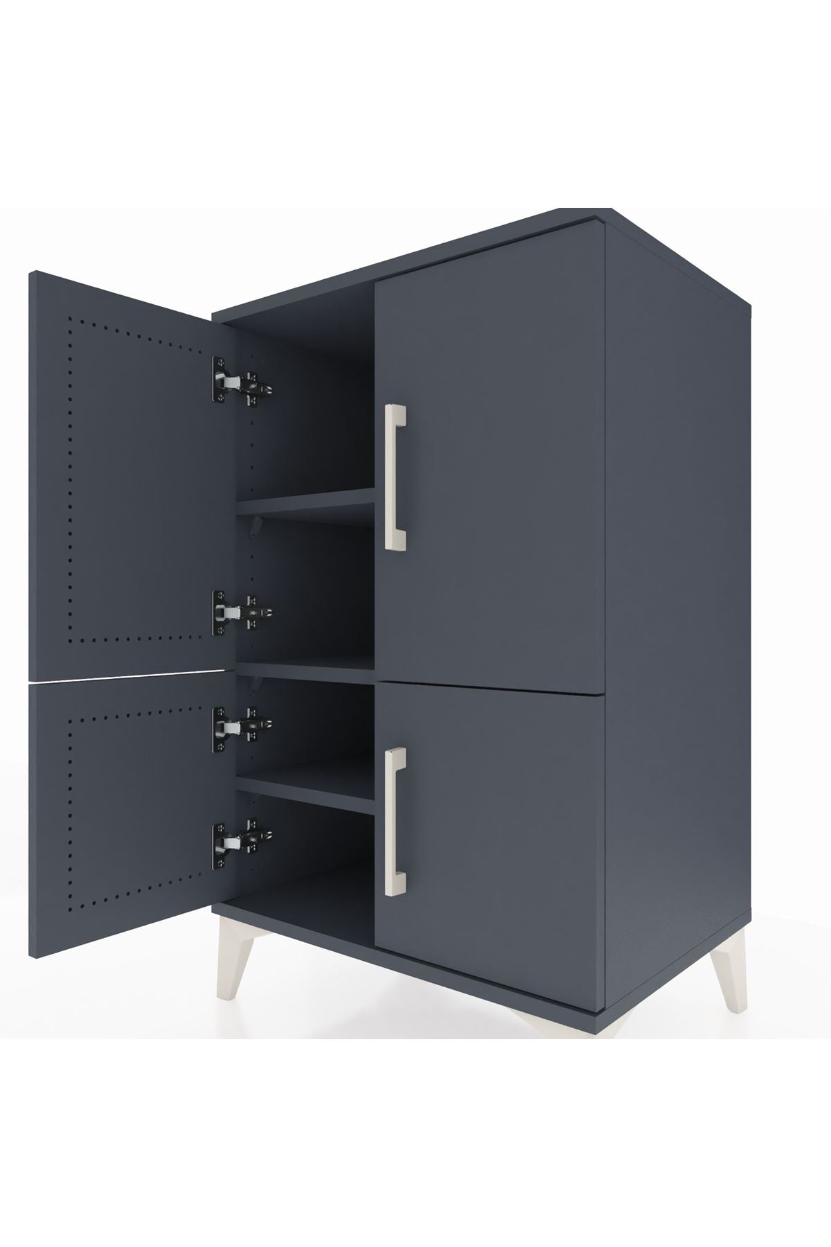 Hyperion Komodin 3 Raflı 4 Kapaklı 60x44x96 Antrasit-Antrasit