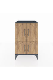 Hyperion Komodin 3 Raflı 4 Kapaklı 60x44x96 Antrasit-Çam