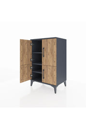 Hyperion Komodin 3 Raflı 4 Kapaklı 60x44x96 Antrasit-Çam