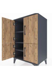 Hyperion Komodin 3 Raflı 4 Kapaklı 60x44x96 Antrasit-Çam