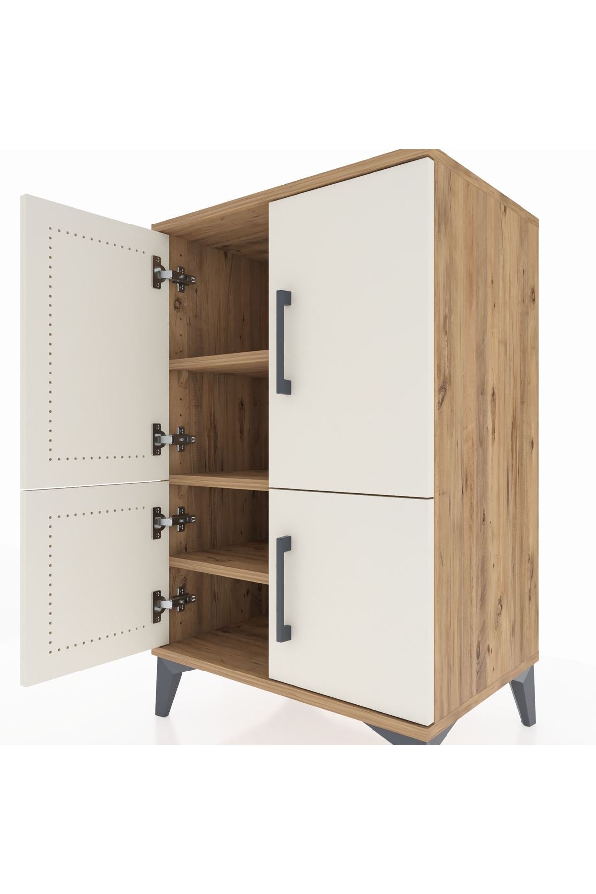 Hyperion Komodin 3 Raflı 4 Kapaklı 60x44x96 Çam-Aytaşı