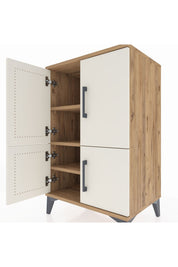 Hyperion Komodin 3 Raflı 4 Kapaklı 60x44x96 Çam-Aytaşı