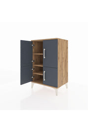 Hyperion Komodin 3 Raflı 4 Kapaklı 60x44x96 Çam-Antrasit