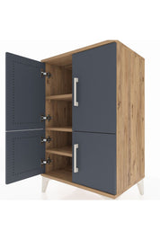 Hyperion Komodin 3 Raflı 4 Kapaklı 60x44x96 Çam-Antrasit