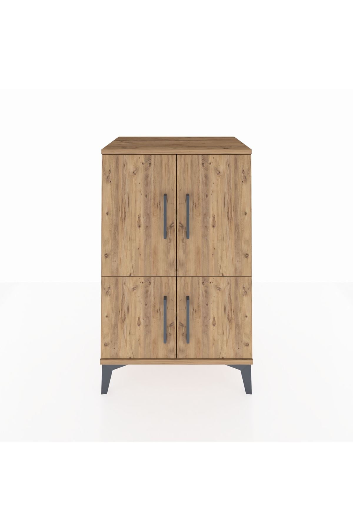 Hyperion Komodin 3 Raflı 4 Kapaklı 60x44x96 Çam-Çam